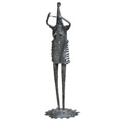 Giacometti Like Tall Figural Bronze Standing Sculpture