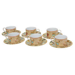 Italian Gucci Set of 6 Beautiful Porcelain Cups and Saucers/SALE