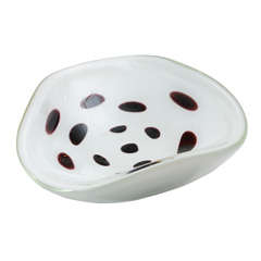 Italian Murano White Glass and Amethyst Glass Bowl