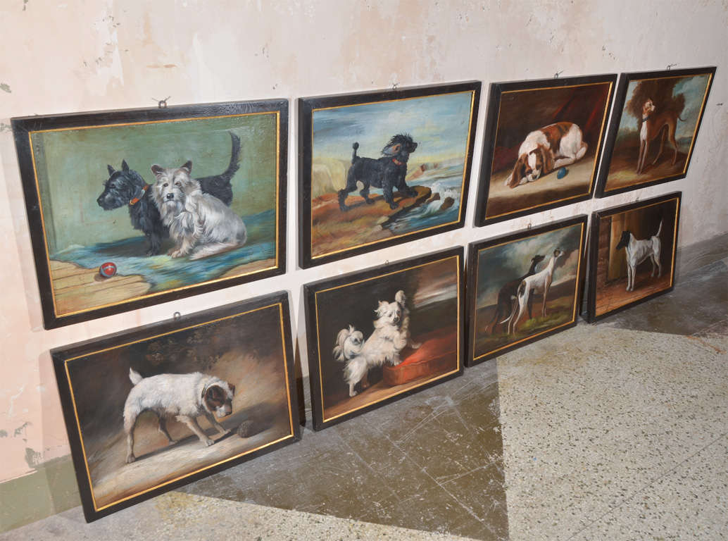 Set of Eight Dog Paintings