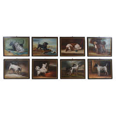 Set of Eight Dog Paintings