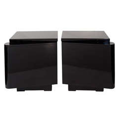 Pair of Outstanding Modernist Ebonized End Tables/Night Stands