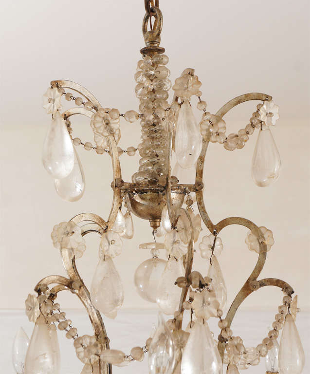 Fine French Silver-Gilt and Rock Crystal Chandelier In Good Condition For Sale In Millbrook, NY