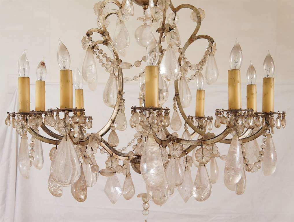 19th Century Fine French Silver-Gilt and Rock Crystal Chandelier For Sale