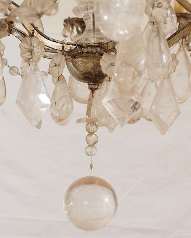 Fine French Silver-Gilt and Rock Crystal Chandelier For Sale 1
