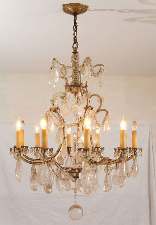 Fine French Silver-Gilt and Rock Crystal Chandelier For Sale 4