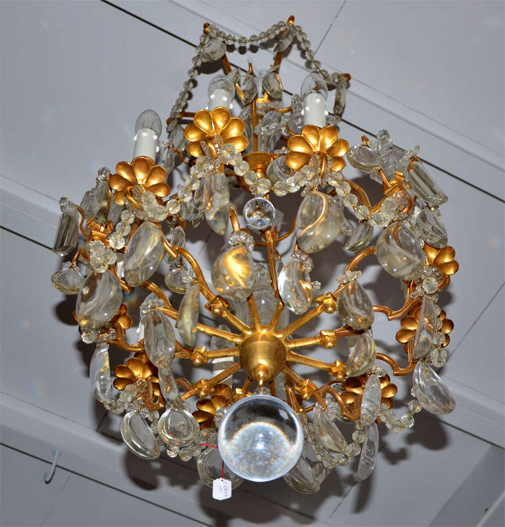 20th Century Bronze And Crystal  Bagues Chandelier For Sale
