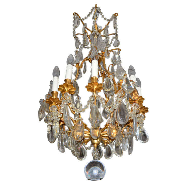 Bronze And Crystal  Bagues Chandelier For Sale