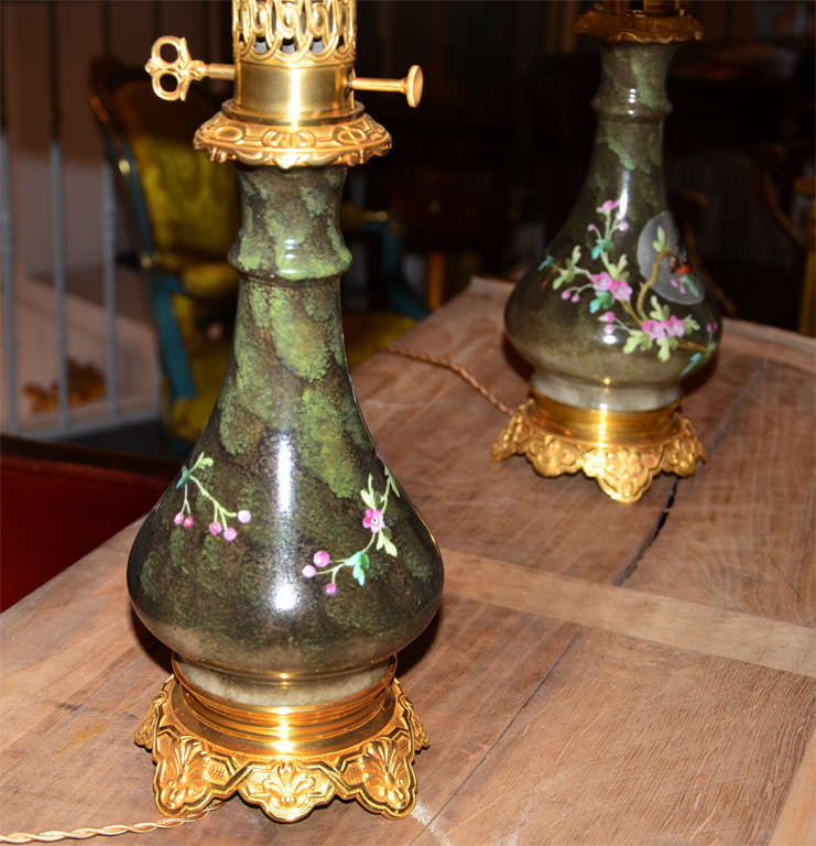 Ormolu Pair Of Porcelain Table Lamps For Sale