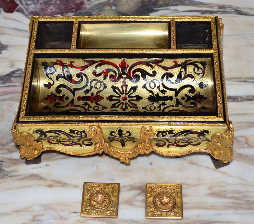Gorgeous Inkwell  Boulle Napoleon III For Sale 3