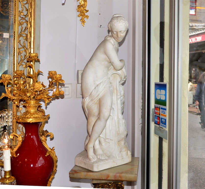 French Carrare Marble Statue Representing A Nymphea