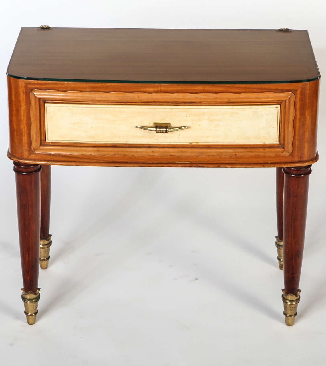 Little bedside in rosewood parchment and brass