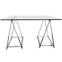 French 1970's Jansen Style Sawhorse Desk