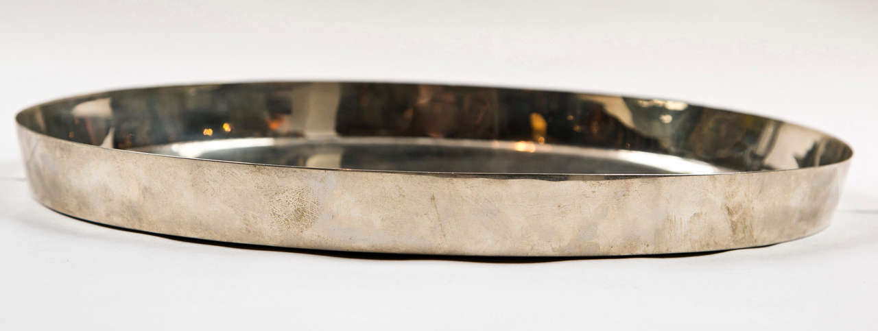 1920'sJosef Hoffmann Oval Silver Plate Brass Tray 2