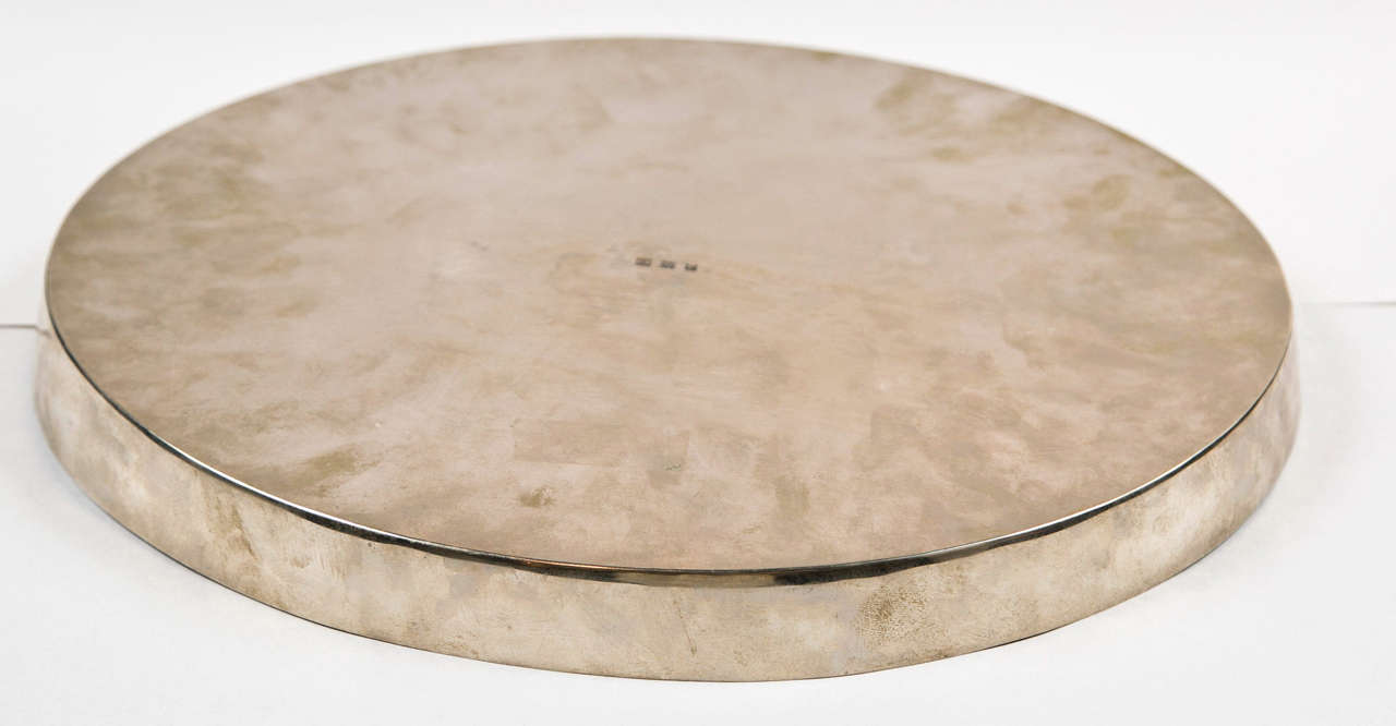 1920'sJosef Hoffmann Oval Silver Plate Brass Tray 1