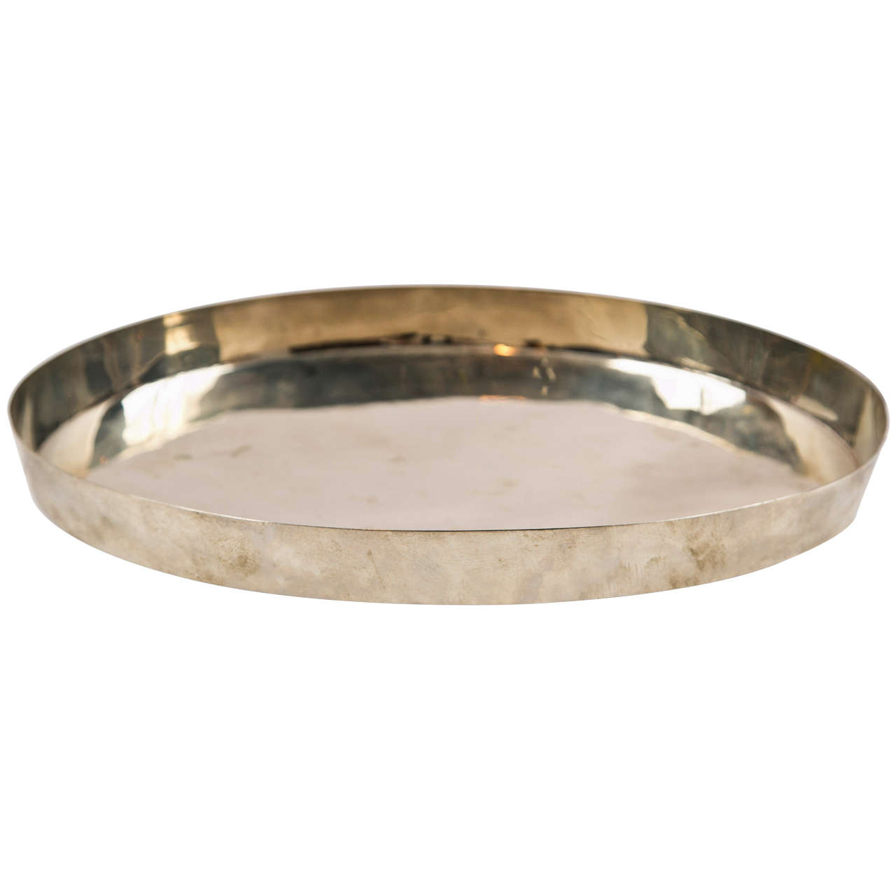1920'sJosef Hoffmann Oval Silver Plate Brass Tray