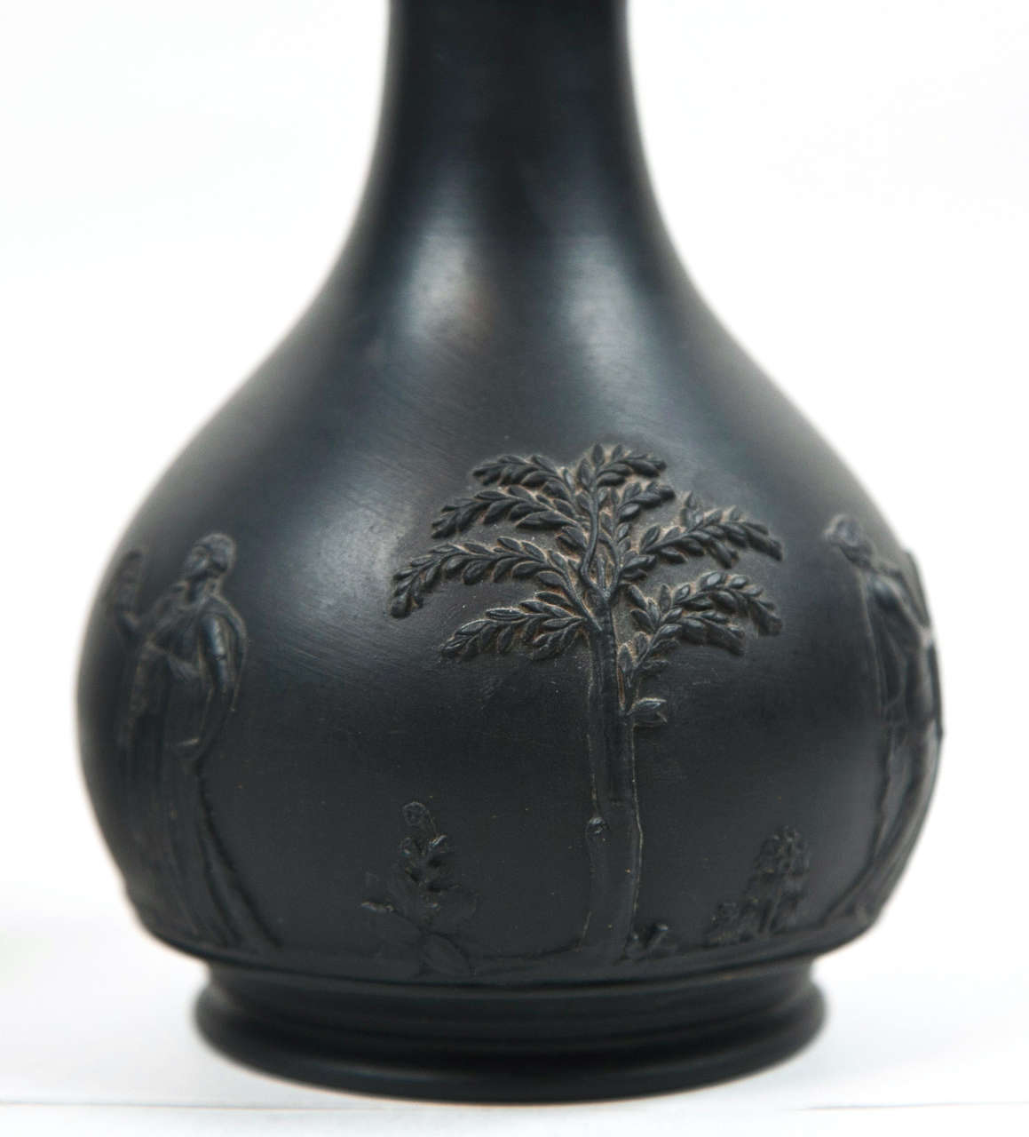 19th C Pair of Wedgewood Black Basalt Bottles Vases In Excellent Condition In Stamford, CT