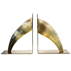 Carl Aubock Horn & Bronze Bookends