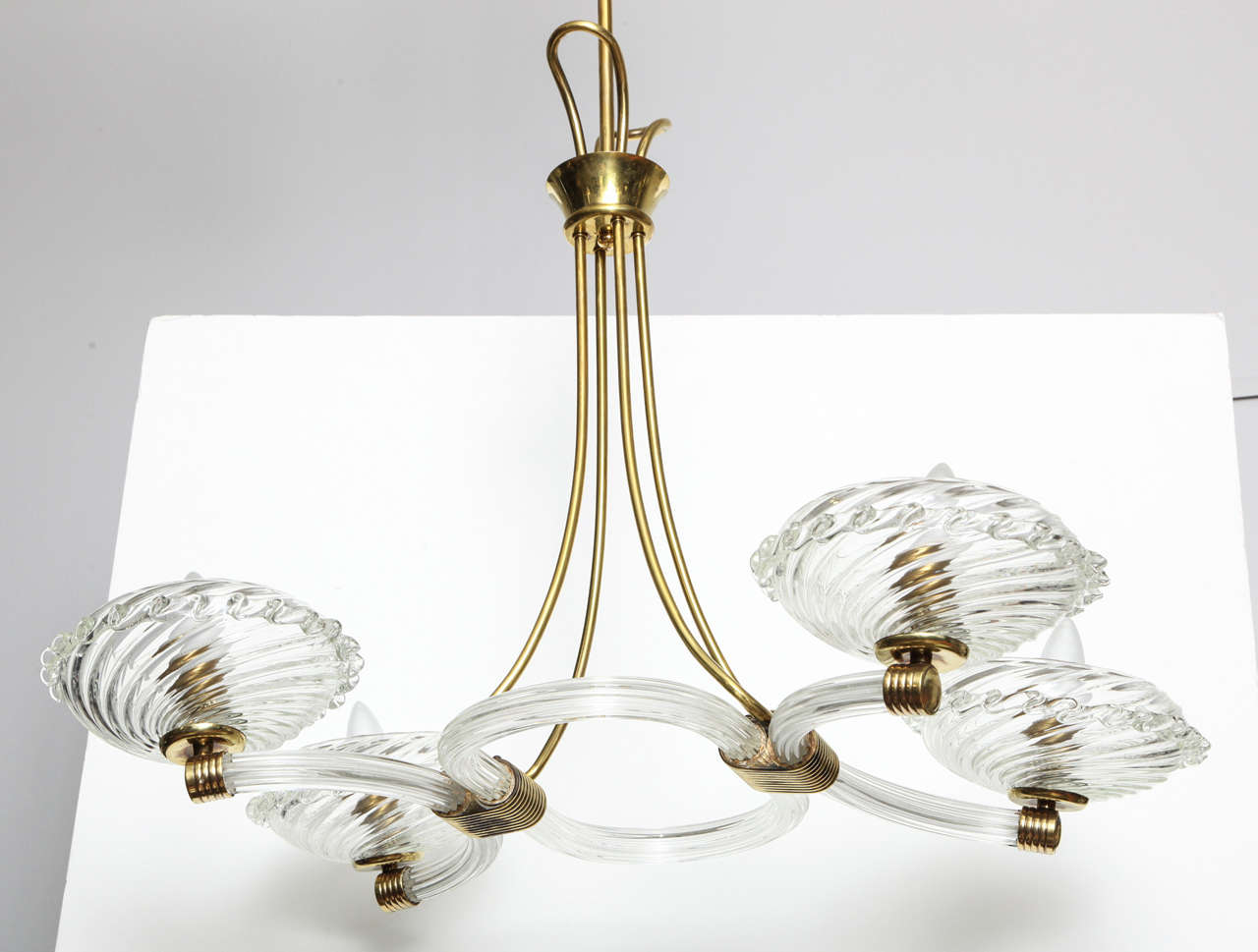 Art Deco Murano chandelier with fluted glass bowls.