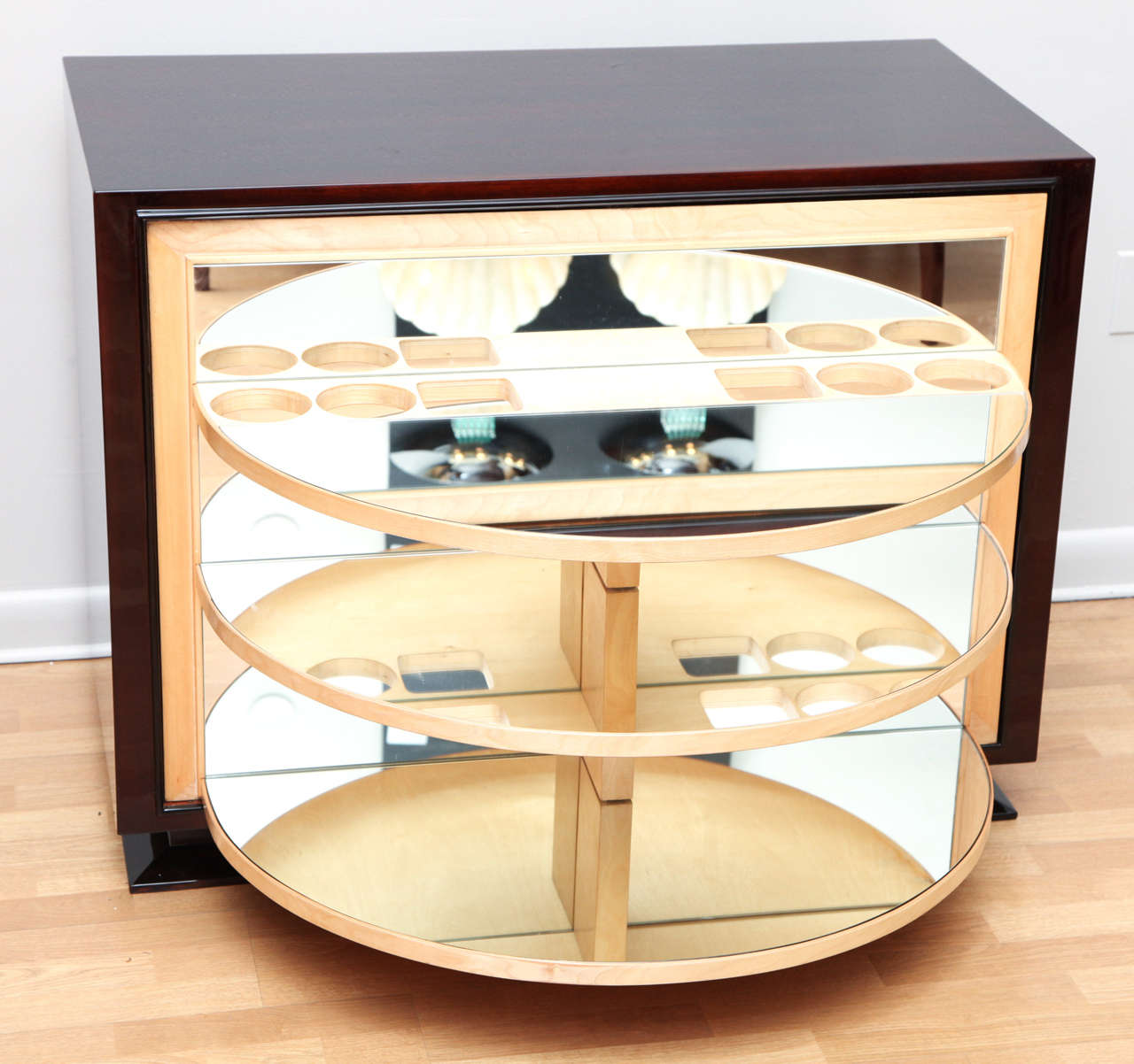 French Spectacular Art Deco revolving Bar Cabinet For Sale