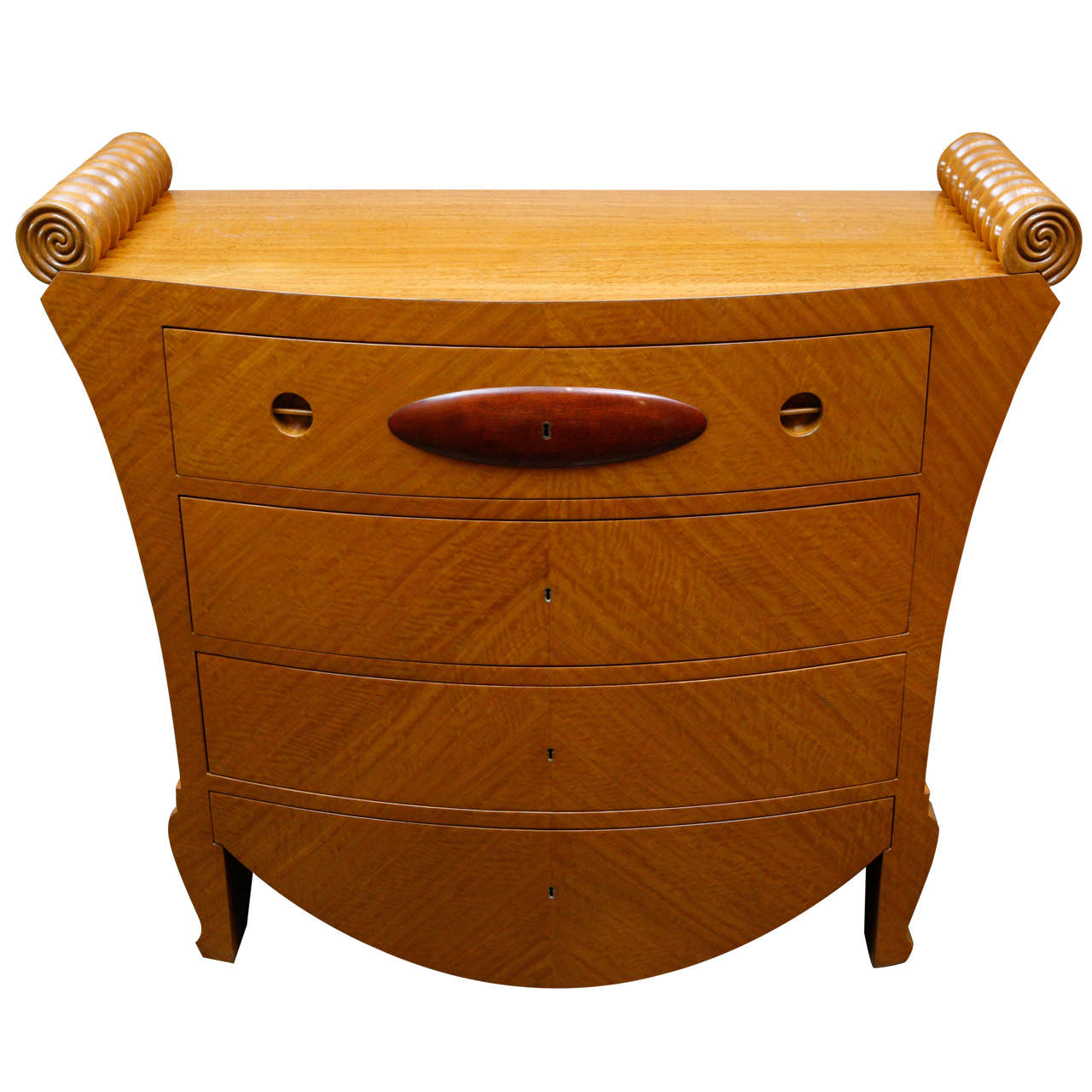 Satinwood Deco Chest of Drawers For Sale