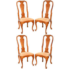 Set of for Four Vintage Queen Ann Style Chairs