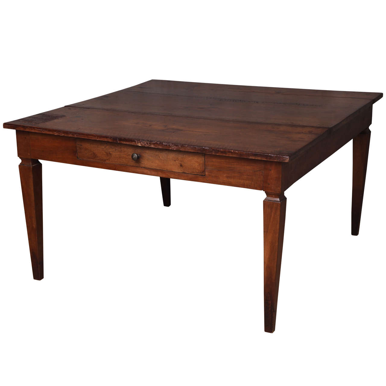 Italian Walnut Dining Table with Drawers, Late 18th Century For Sale