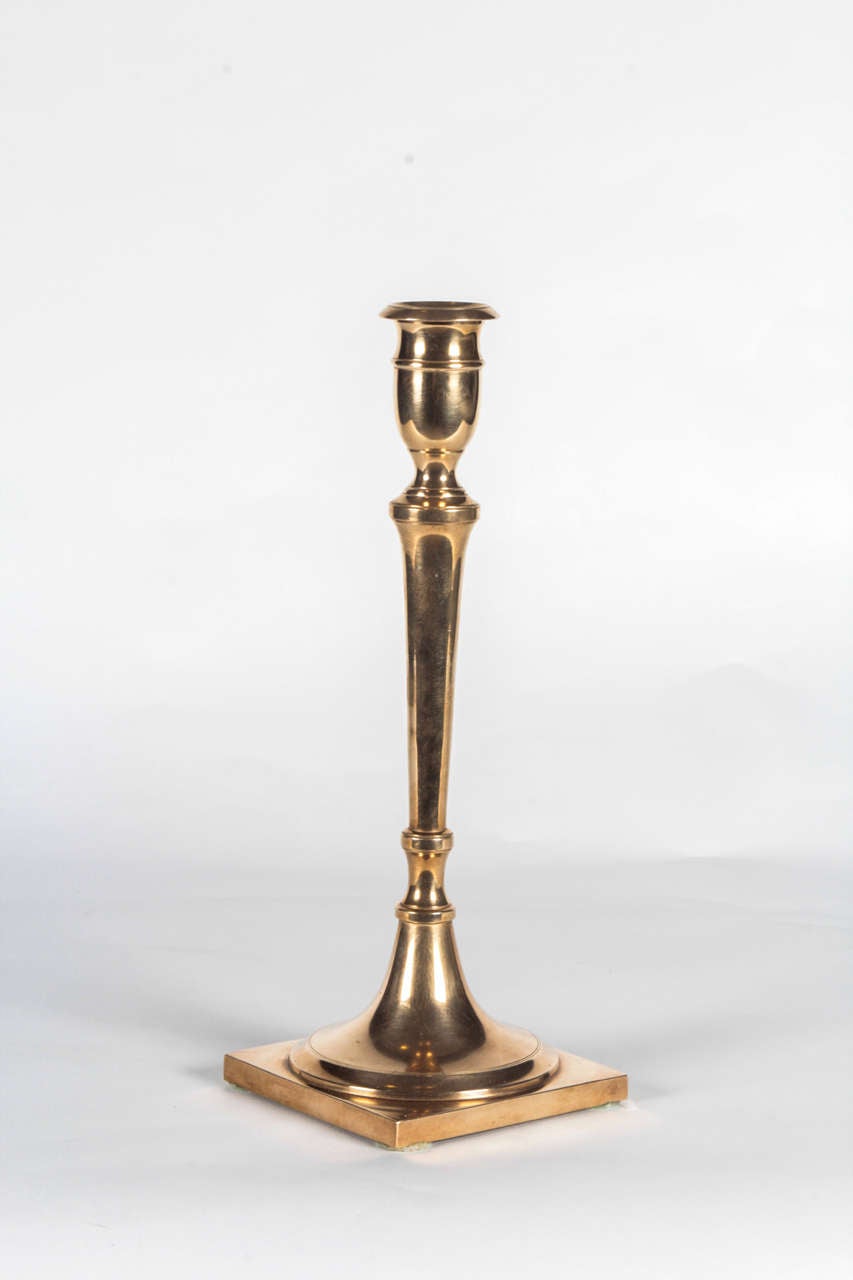 Pair of Swedish Brass Candelabra In Excellent Condition In New York, NY