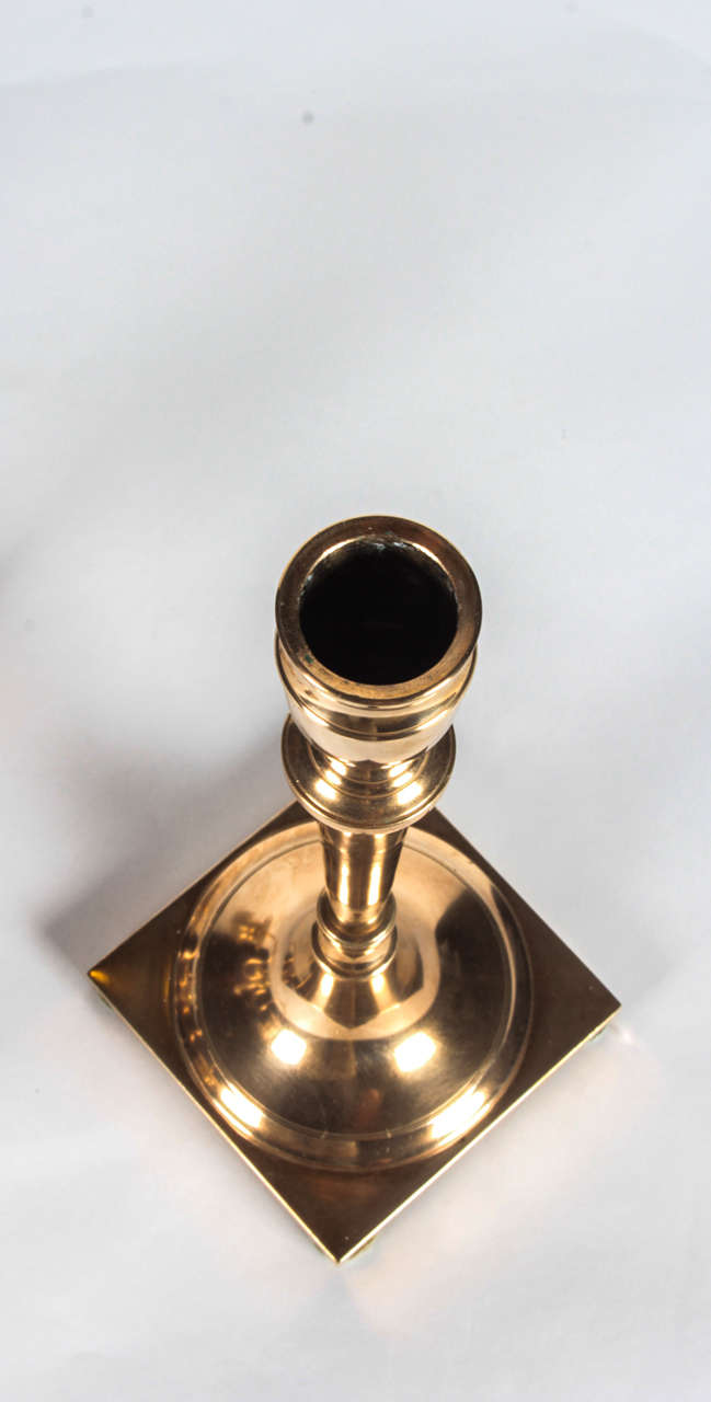 19th Century Pair of Swedish Brass Candelabra