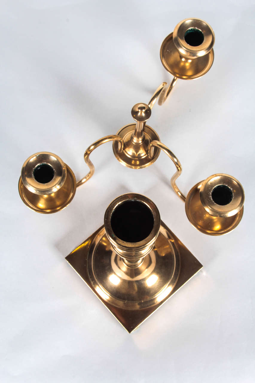 Pair of Swedish Brass Candelabra 1
