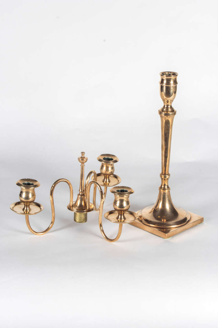 Pair of Swedish Brass Candelabra 2