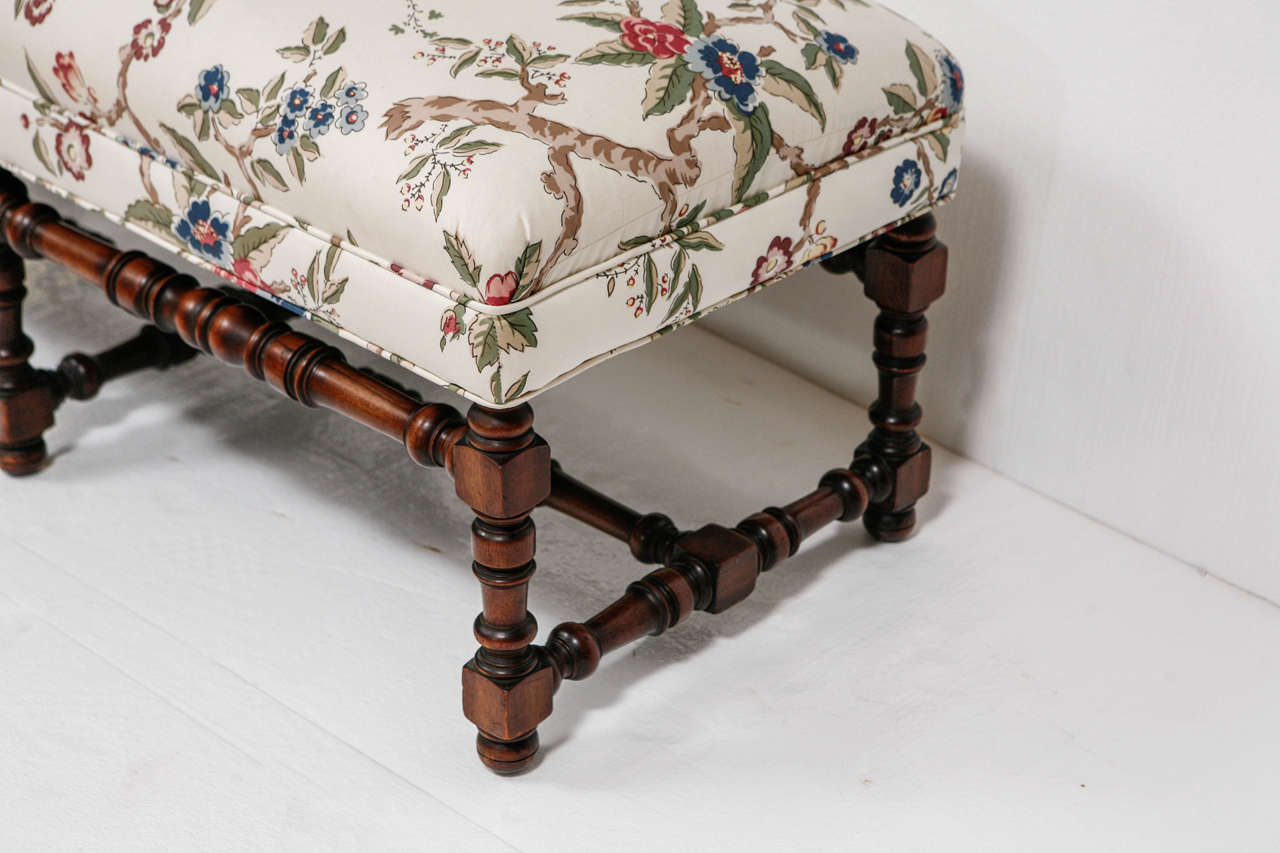 Louis XIII Style Upholstered Bench For Sale 1