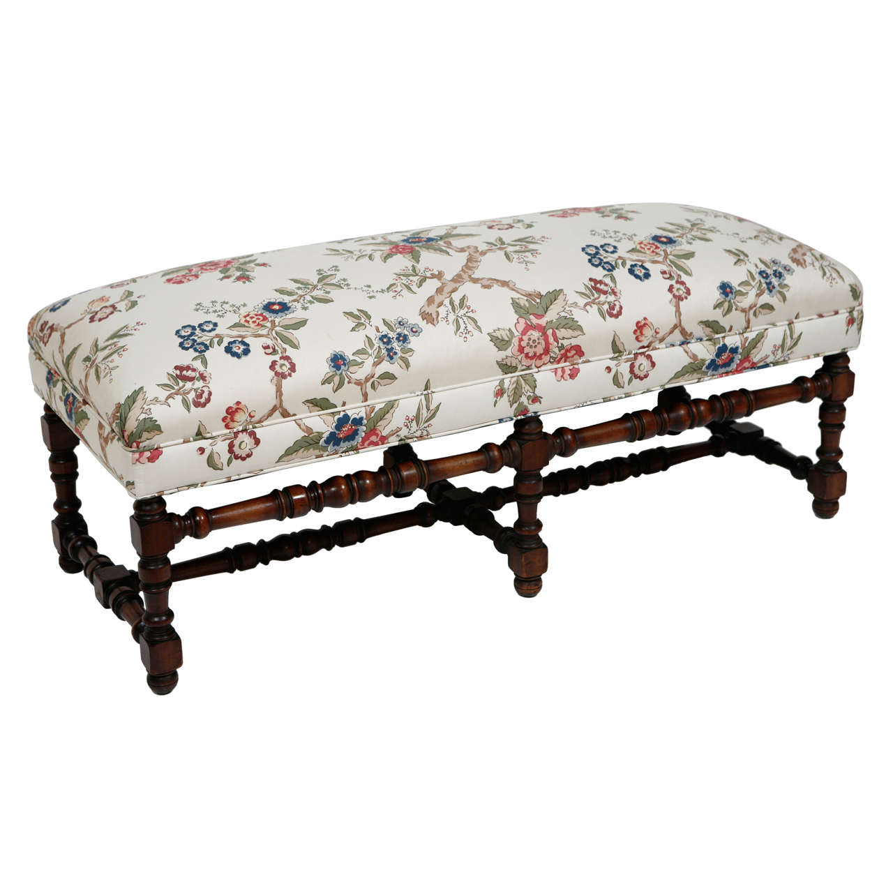 Louis XIII Style Upholstered Bench For Sale