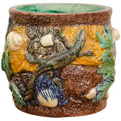 French Majolica Palissy Ware Vase by Thomas Sergent