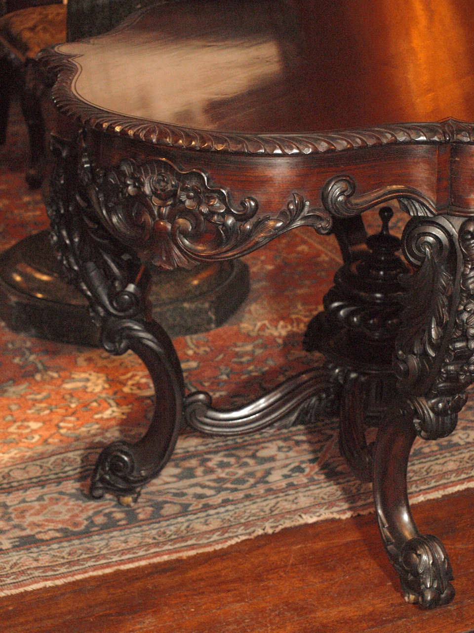 19th Century Antique Black Walnut Parlour Table circa 1860-1870