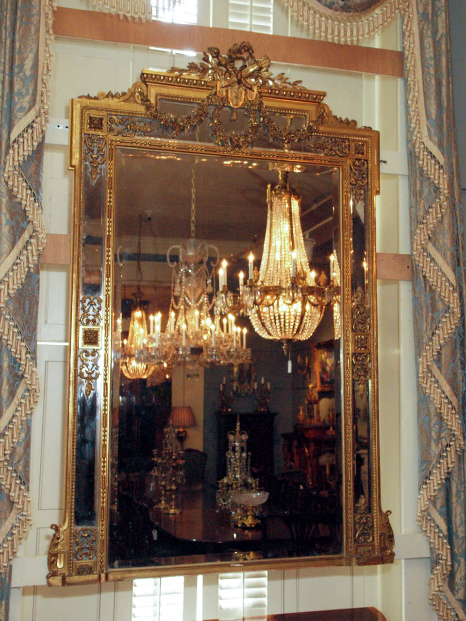 Antique French Louis XVI Paneled Gold Leaf Mirror circa 1840-1860 In Excellent Condition In New Orleans, LA