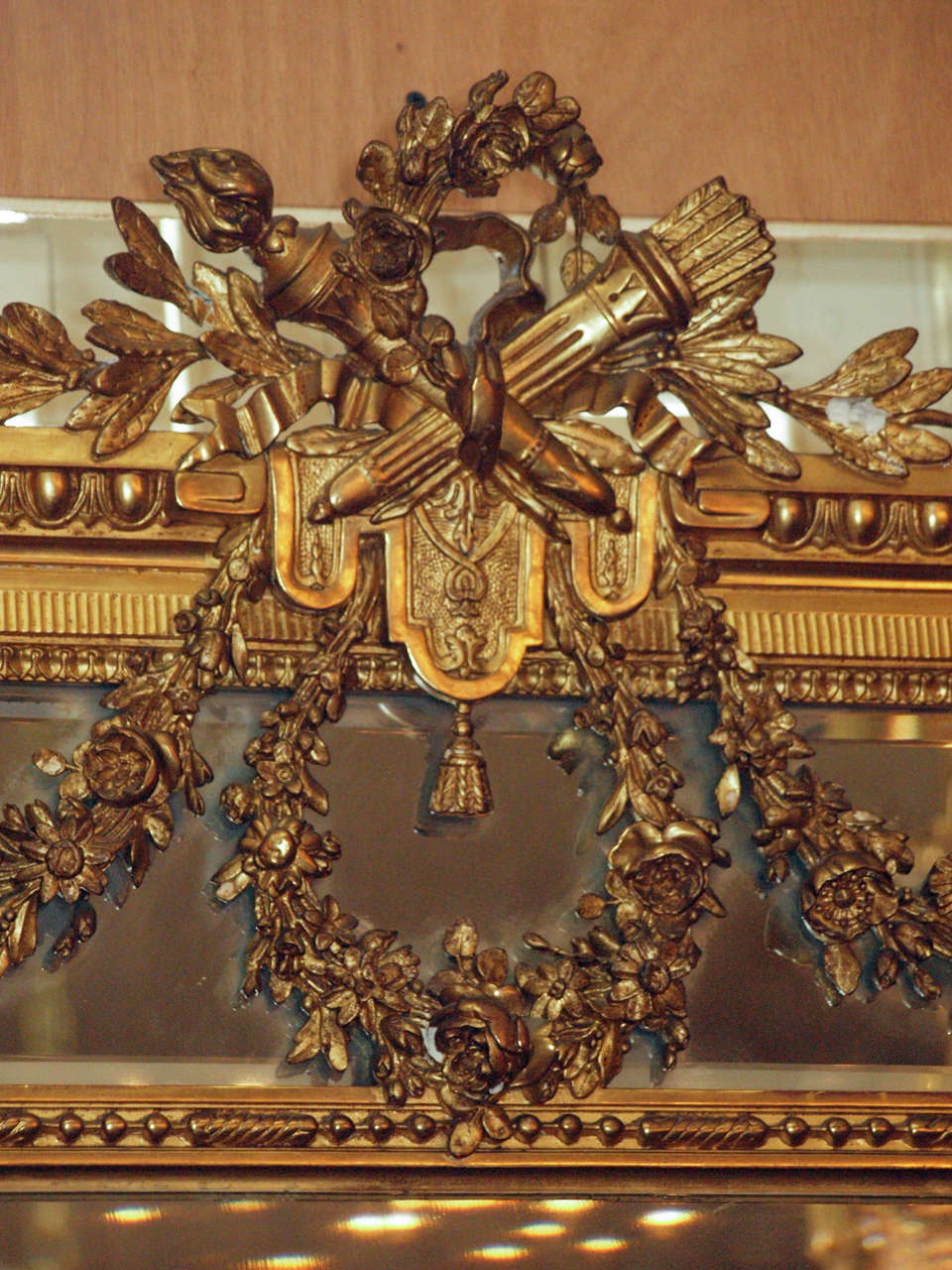 Antique French Louis XVI Paneled Gold Leaf Mirror circa 1840-1860 1