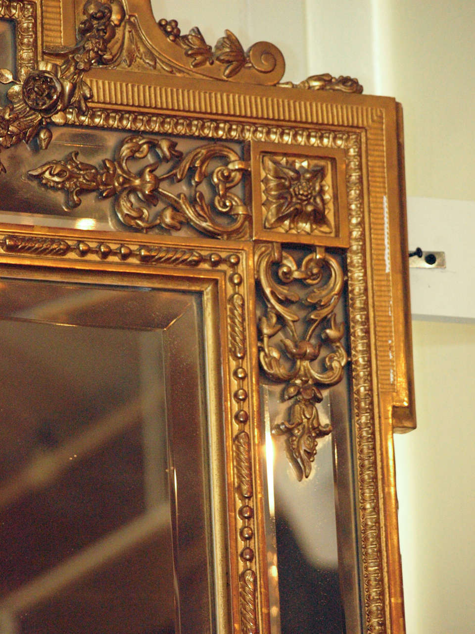 Antique French Louis XVI Paneled Gold Leaf Mirror circa 1840-1860 2