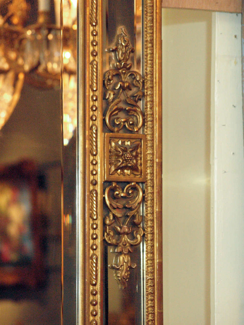 Antique French Louis XVI Paneled Gold Leaf Mirror circa 1840-1860 3