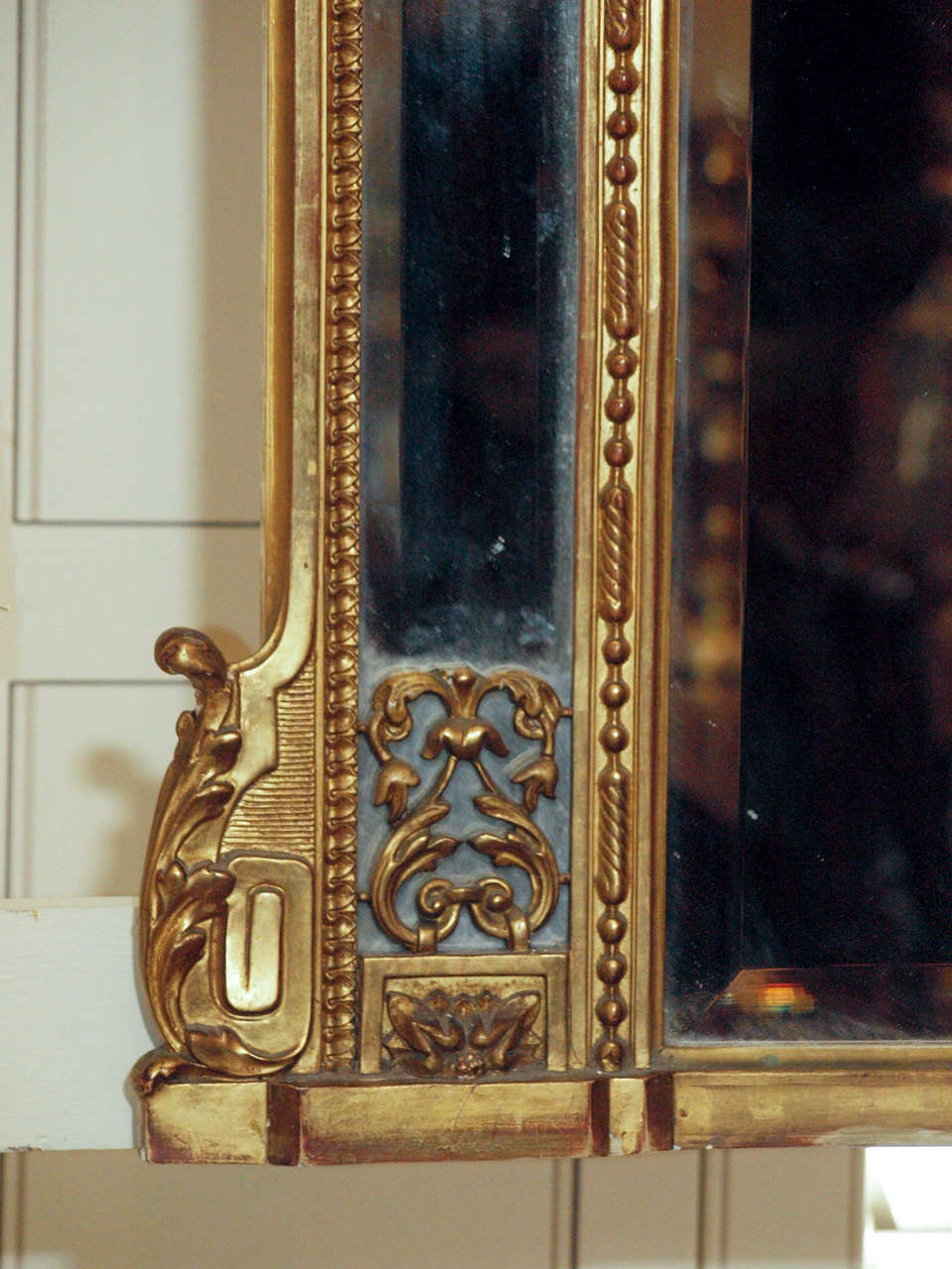 Antique French Louis XVI Paneled Gold Leaf Mirror circa 1840-1860 4