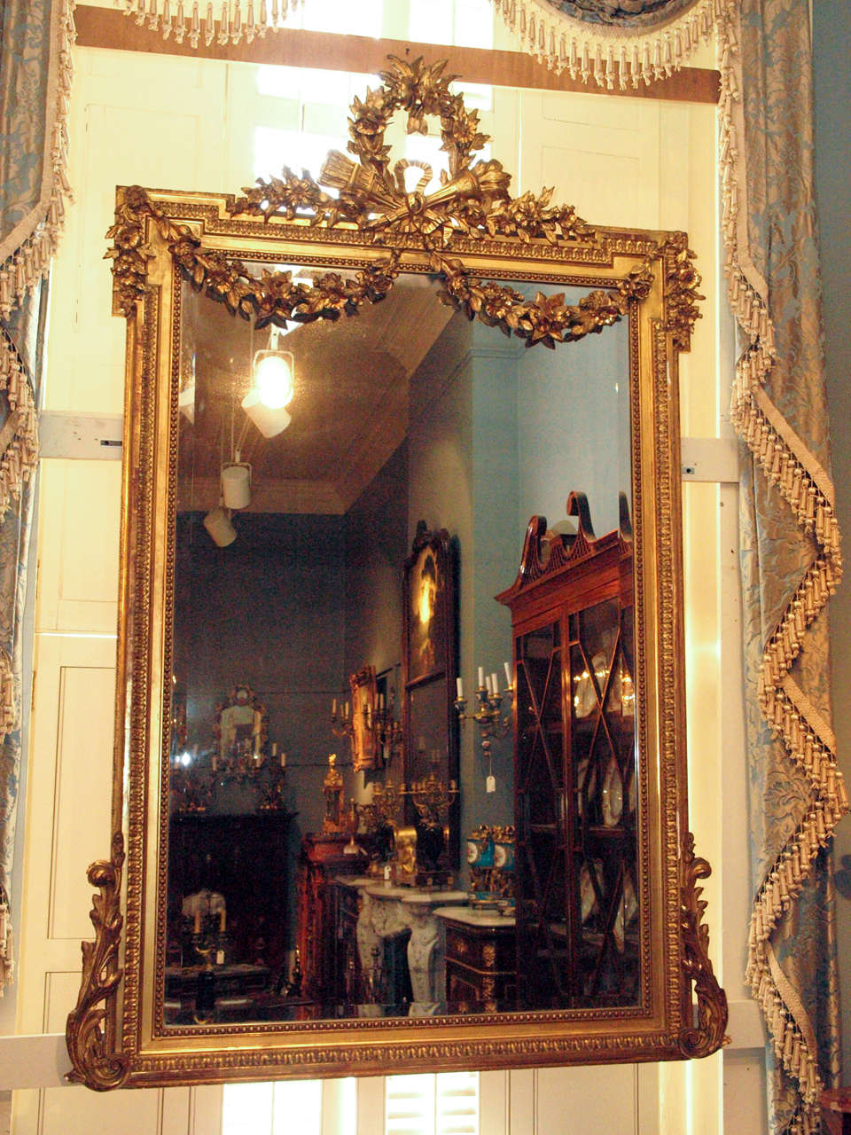 Antique French Louis XVI Gold Leaf Mirror In Excellent Condition In New Orleans, LA