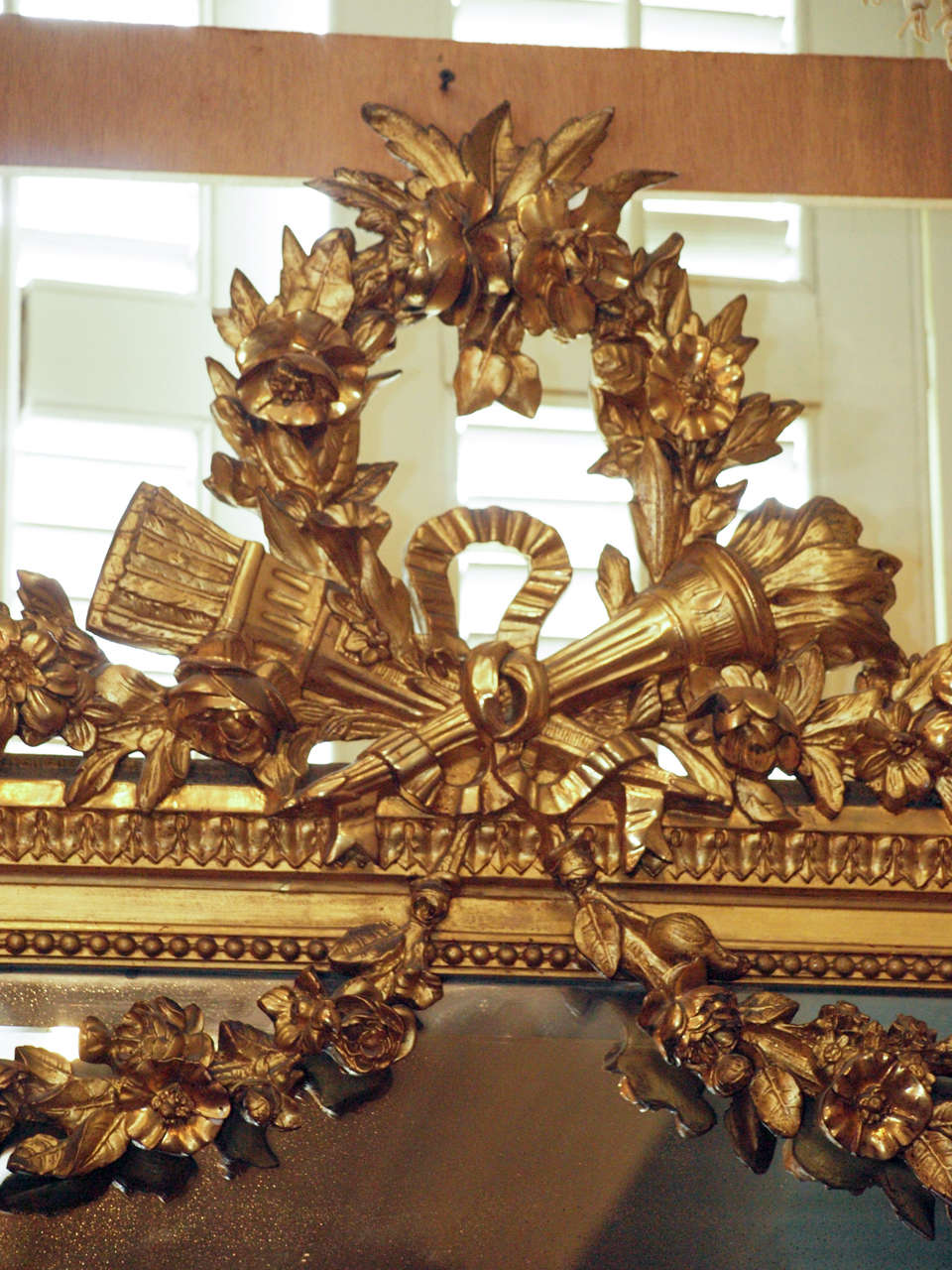 Antique French Louis XVI Gold Leaf Mirror 1
