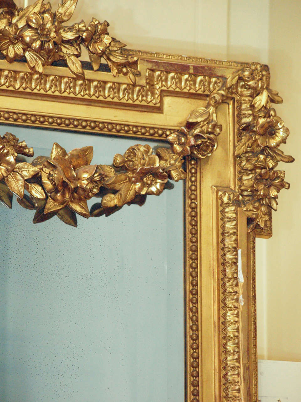 Antique French Louis XVI Gold Leaf Mirror 2