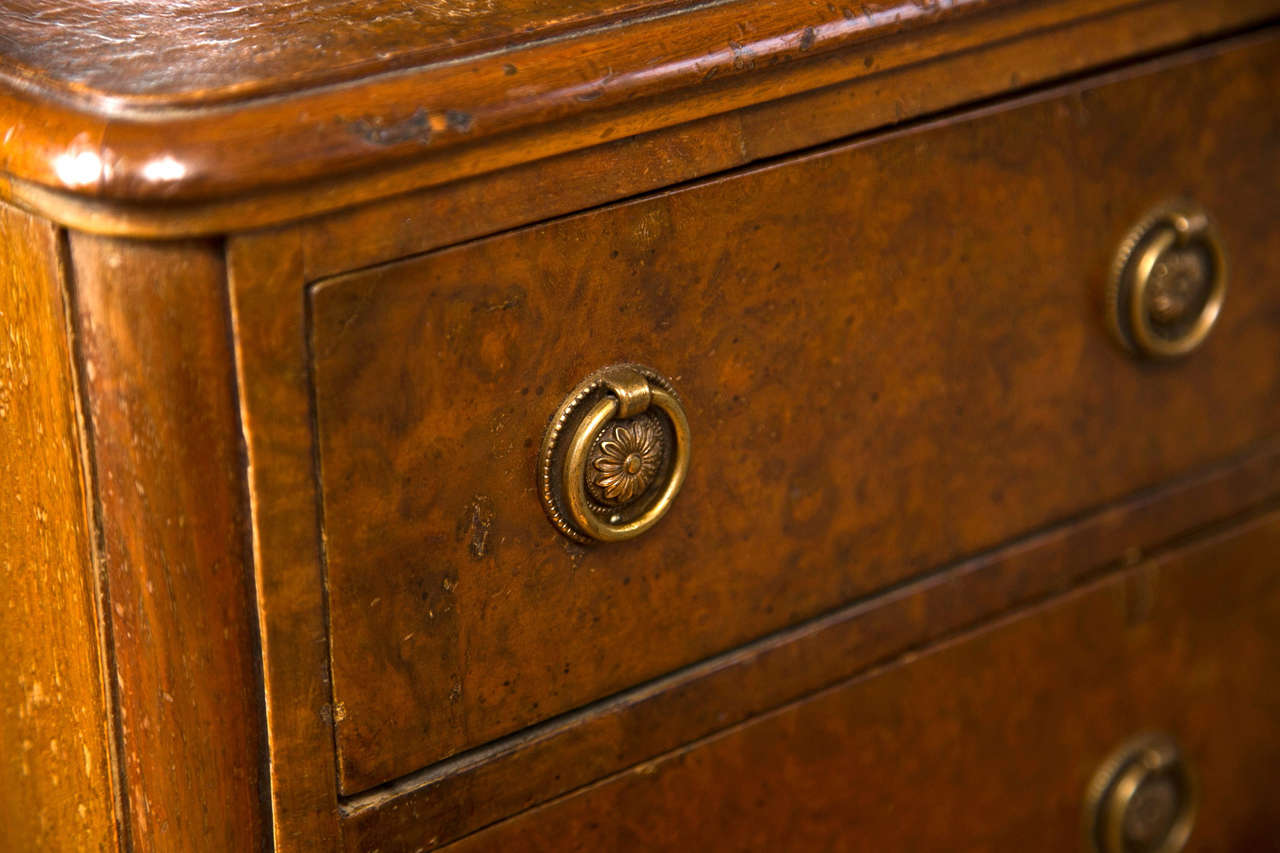 Edwardian Pair of Burlwood 4 Drawer Side  Cabinets