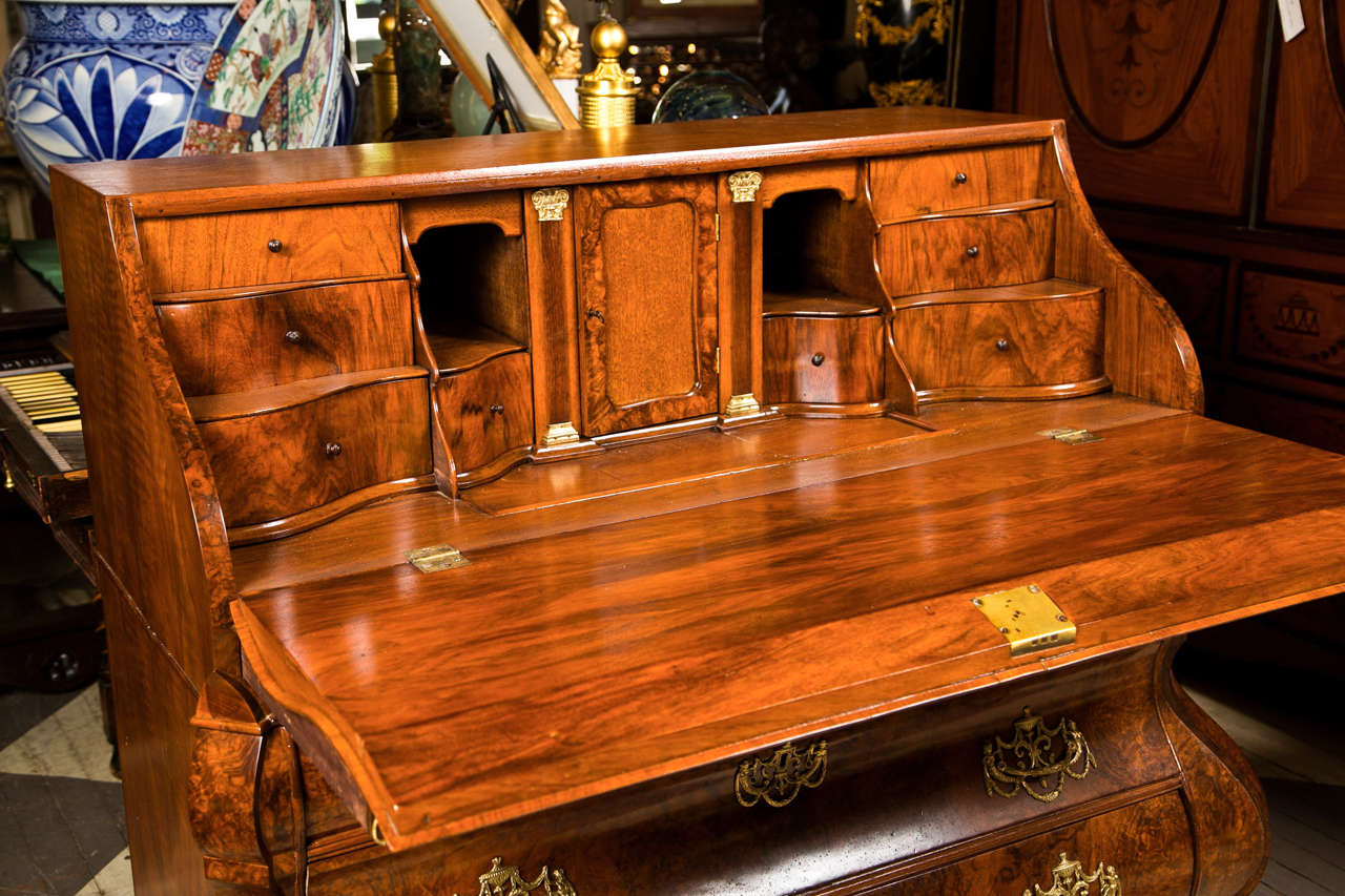 Unusual  Burl Walnut S Curved Secretary In Excellent Condition In Woodbury, CT