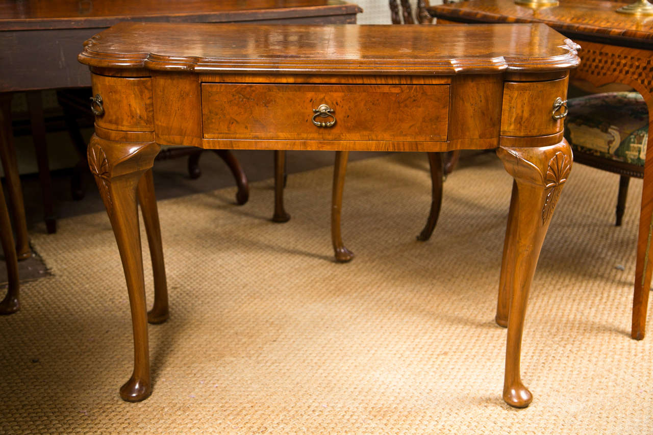 Pair Walnut Queen Anne Stlyle Console Tables For Sale at 1stDibs