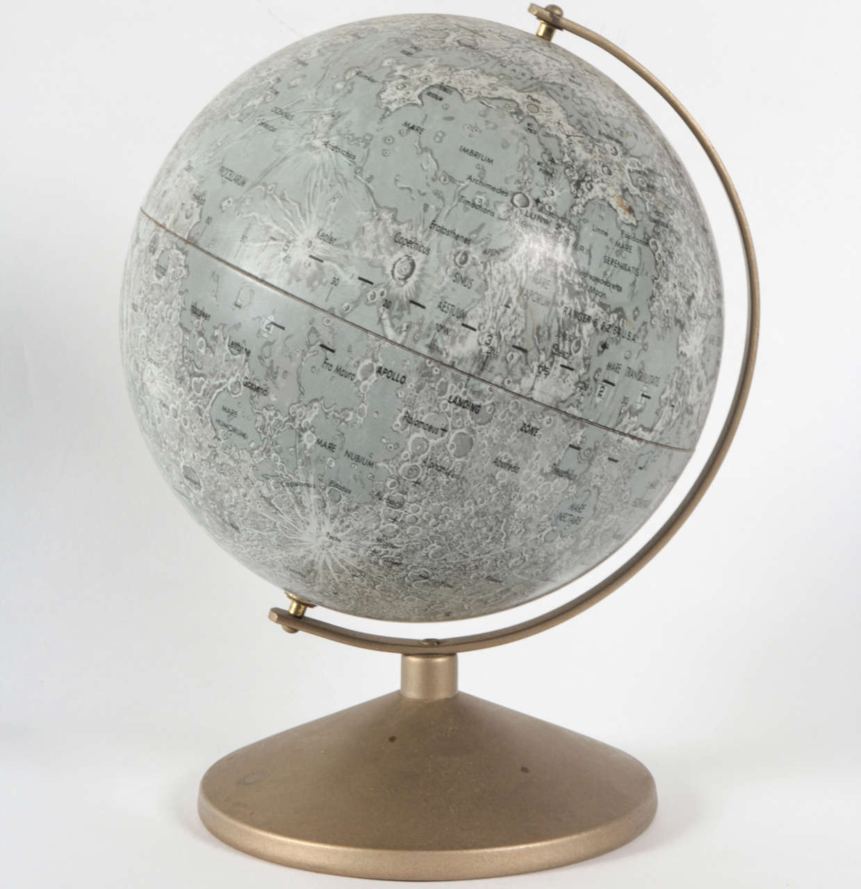 Moon globe by Reploglobe.  Signed.  USA, circa 1960.