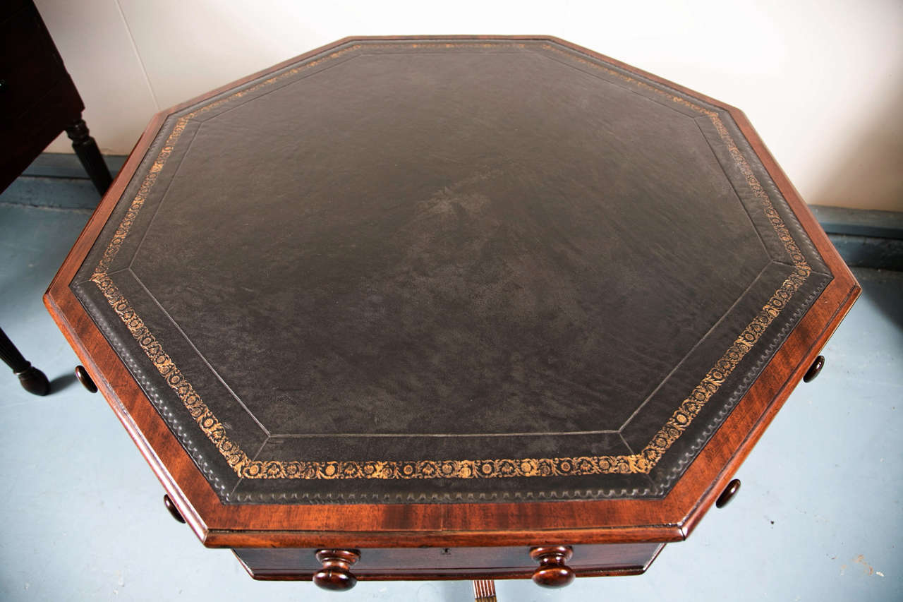 Regency Octagonal Drum or Writing Table For Sale at 1stdibs