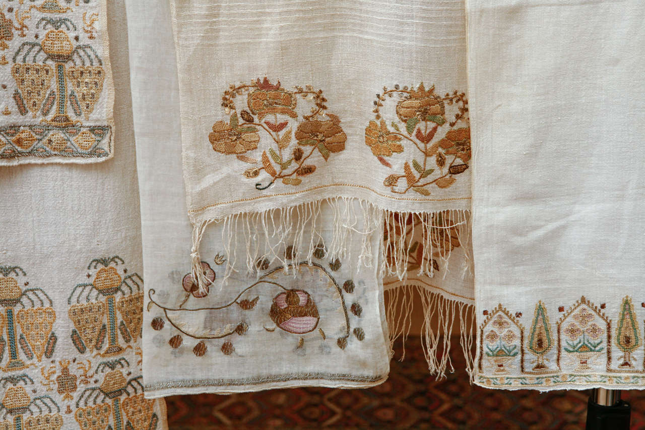 Ottoman Turkish Embroidered Towels  In Excellent Condition In Los Angeles, CA