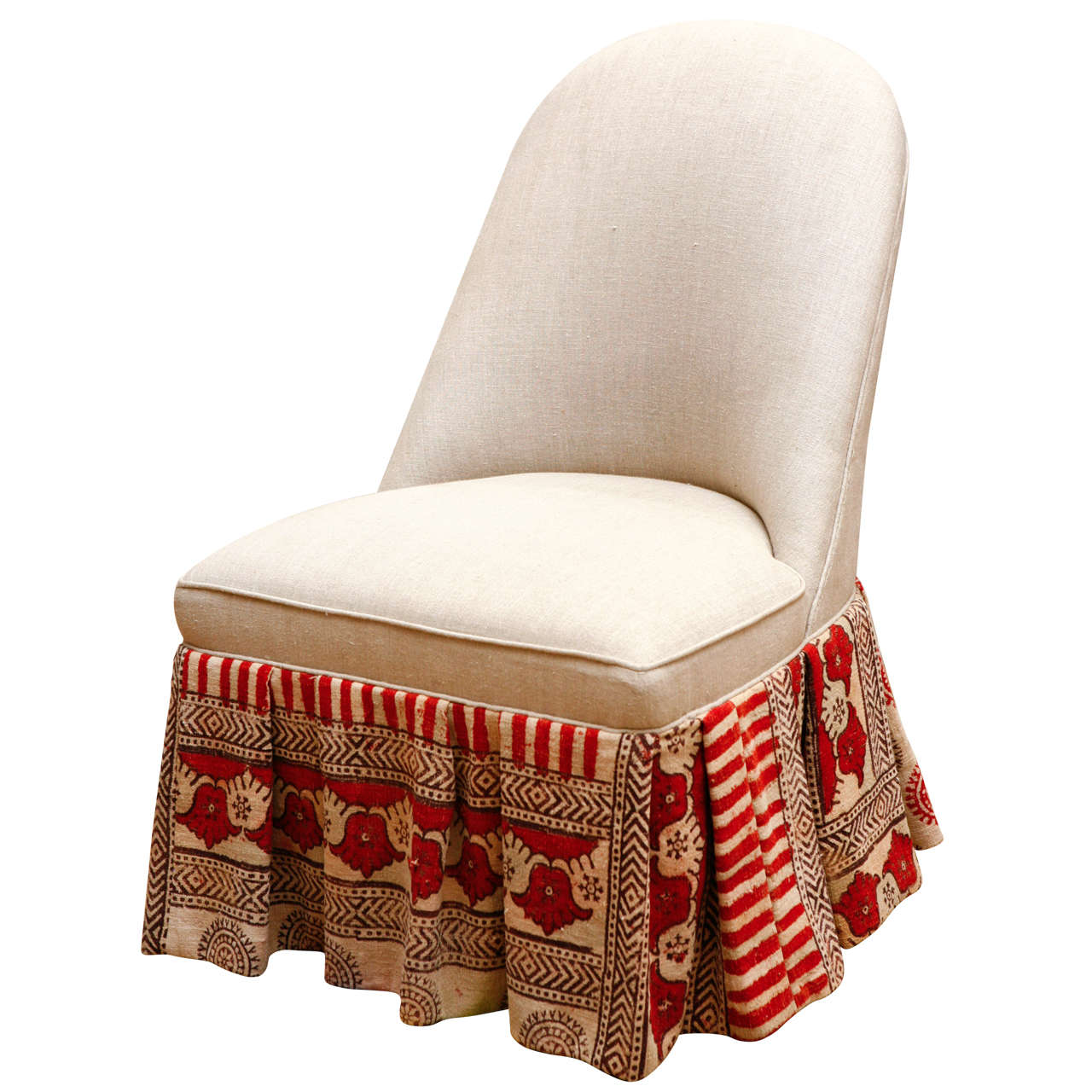 Slipper Chair with Vintage Indian Kalamkari Fabric